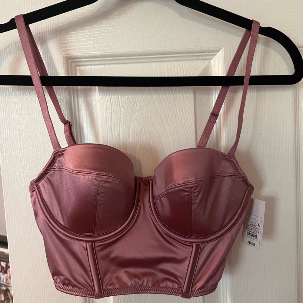 Auden Satin Longline Bustier - Mauve